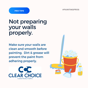 not preparing your walls properly. Make sure your walls are clean and smooth before painting. Dirt & grease will prevent the paint from adhering properly.