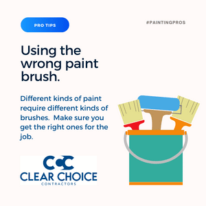 interior painting mistakes -using the wrong paint brush. Different kinds of paint require different kinds of brushes. Make sure you get the right ones for the job.