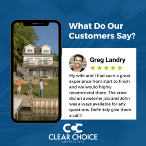 customer testimonial, "My wife and I had such a great experience from start to finish and we would highly recommend them. The crew did an awesome job and John was always available for any questions. Definitely give them a call!!!"